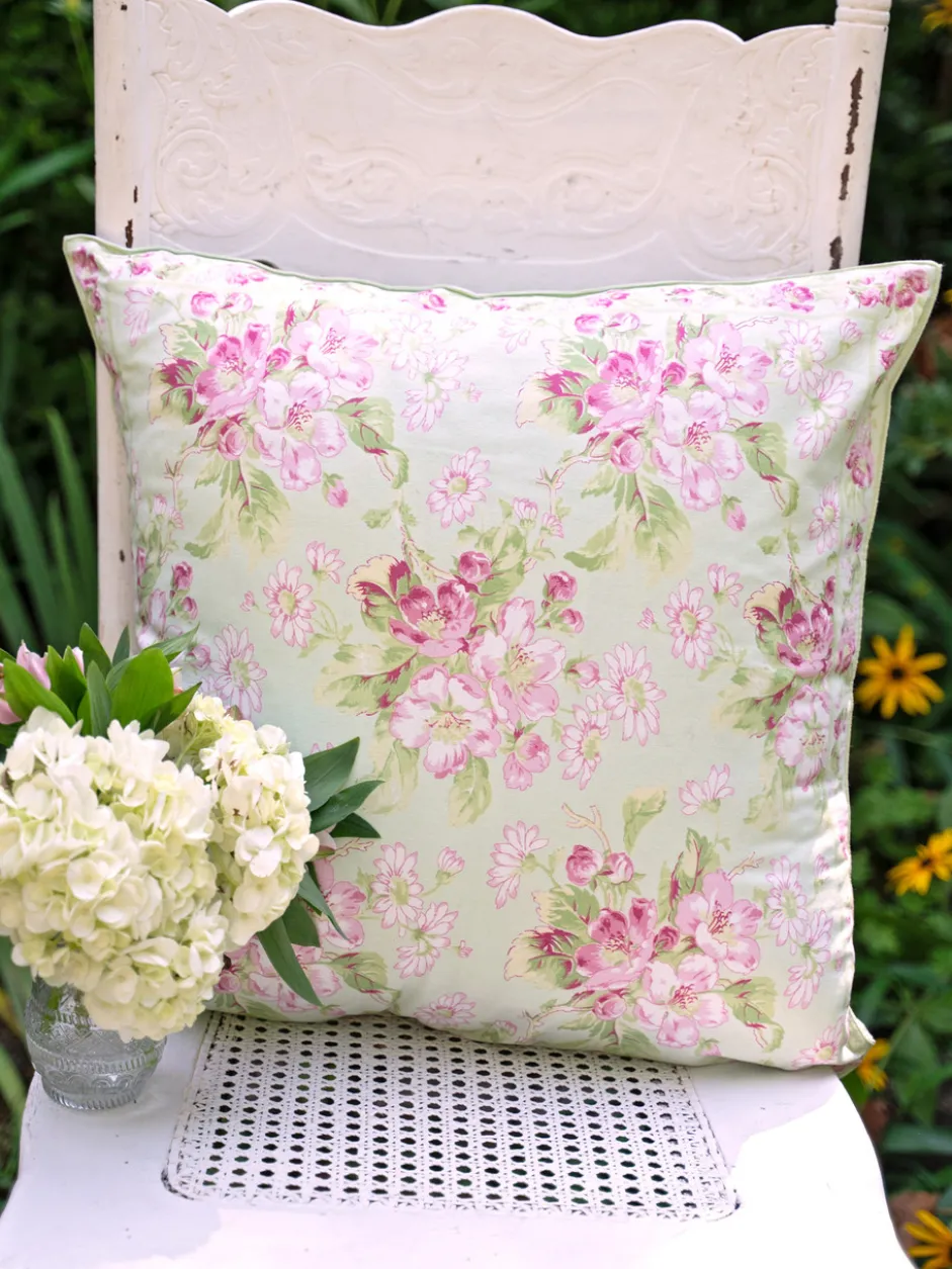Apple Blossom Cushion Cover - Light Green