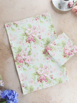 Apple Blossom Tea Towel Set of 2 - Light Green