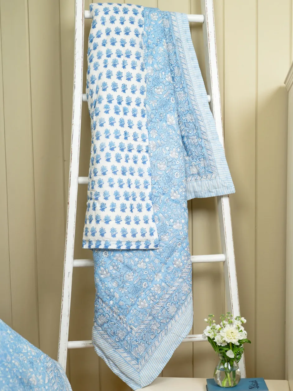 Bailey Block Print Throw - Blue