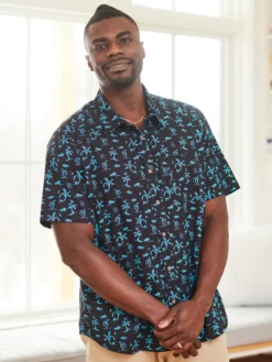 Bali Beach Shirt - Black Turquoise