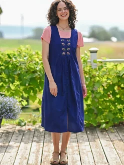 Beatrix Pinafore Dress - Blue