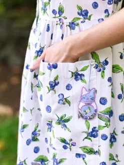 Blueberry Porch Dress - White Blue