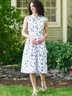 Blueberry Porch Dress - White Blue