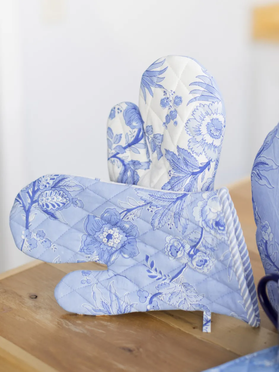 Blue Skies Patchwork Oven Mitt Set of 2 - Blue
