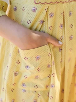 Calais Fleur Dress - Soft Gold