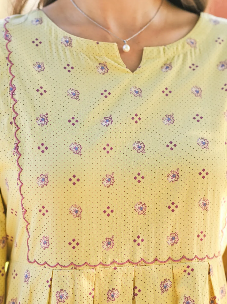 Calais Fleur Dress - Soft Gold