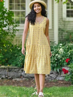 Calais Fleur Sundress - Soft Gold