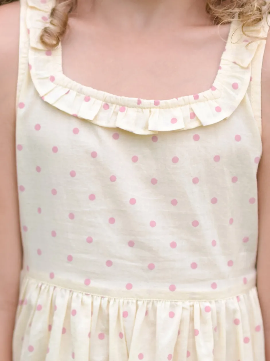 Candy Dot Kids Dress - Cream