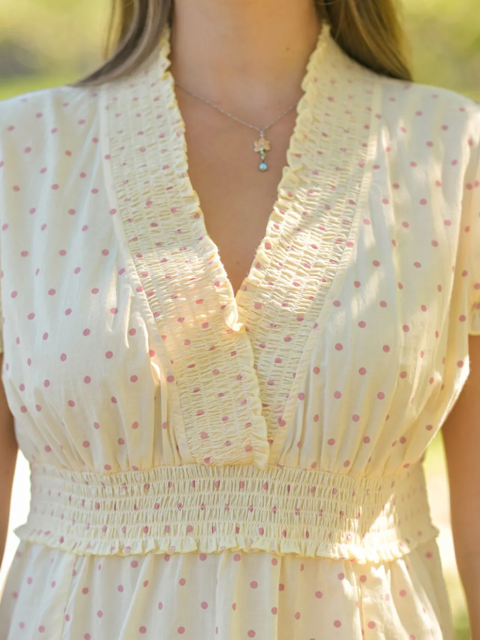 Candy Dot Short Dress - Cream
