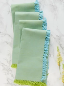 Chambray Napkin Set of 4 - Aqua/Green