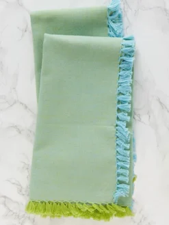 Chambray Napkin Set of 4 - Aqua/Green