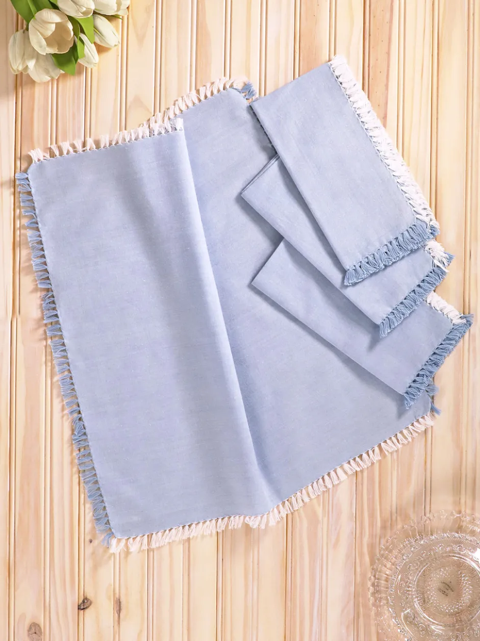 Chambray Napkin Set of 4 - Blue White