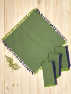 Chambray Napkin Set of 4 - Dark Blue Green