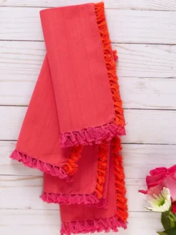 Chambray Napkin Set of 4 - Pink/Orange