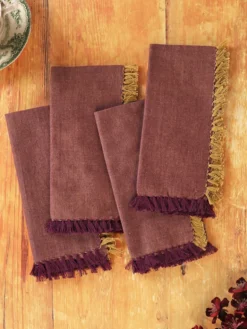 Chambray Napkin Set of 4 - Plum Gold