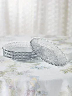 Chantilly Glass Plates Set of 4 - Clear