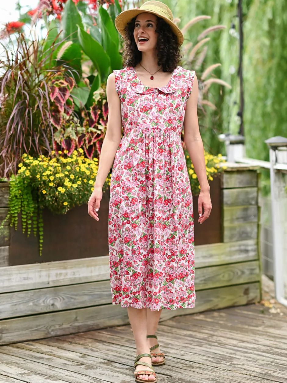 Charleston Tea Dress - White Pink