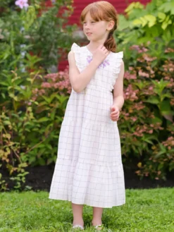 Charlotte Check Kids Dress - Plum Check
