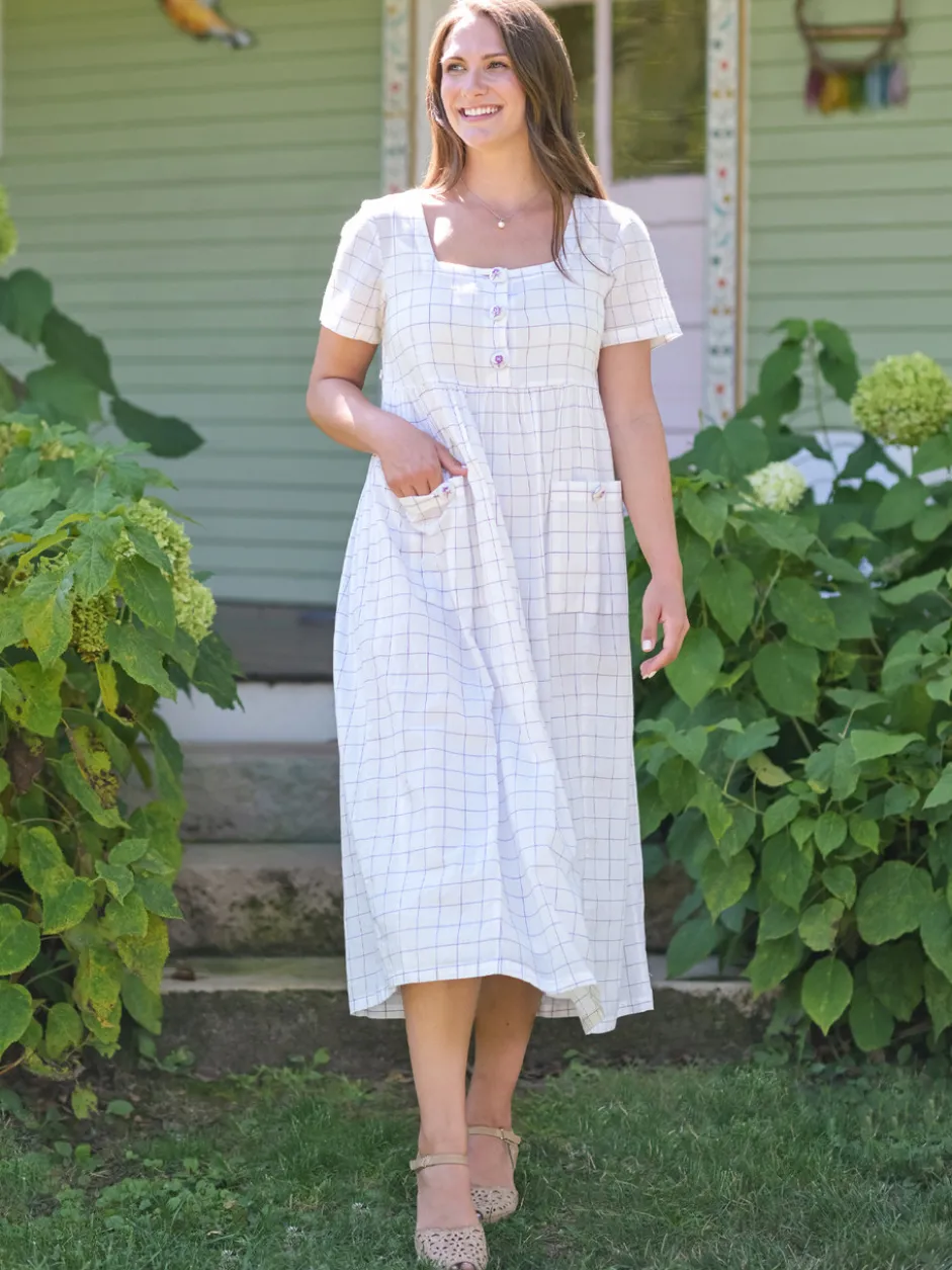 Charlotte Check Porch Dress - Plum Check