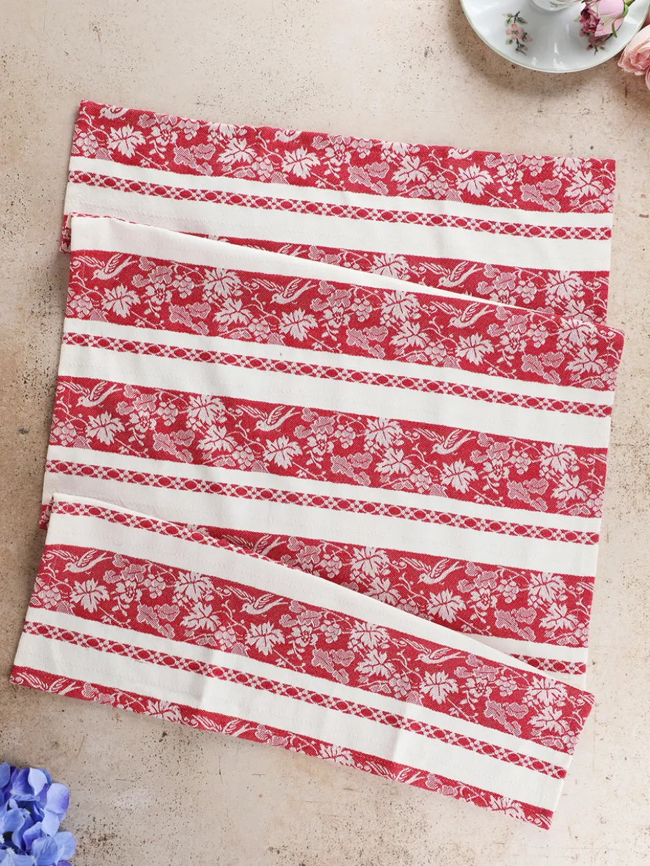Charm Jacquard Tea Towel Set of 2 - Red
