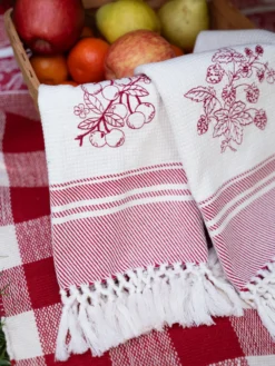 Cherry & Strawberry Tea Towel Set of 2 - Red