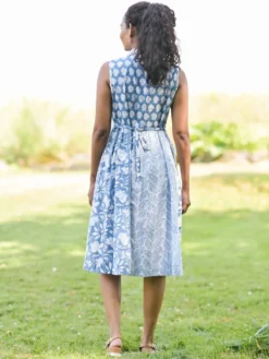 Cloud Sky Patchwork Dress - Blue
