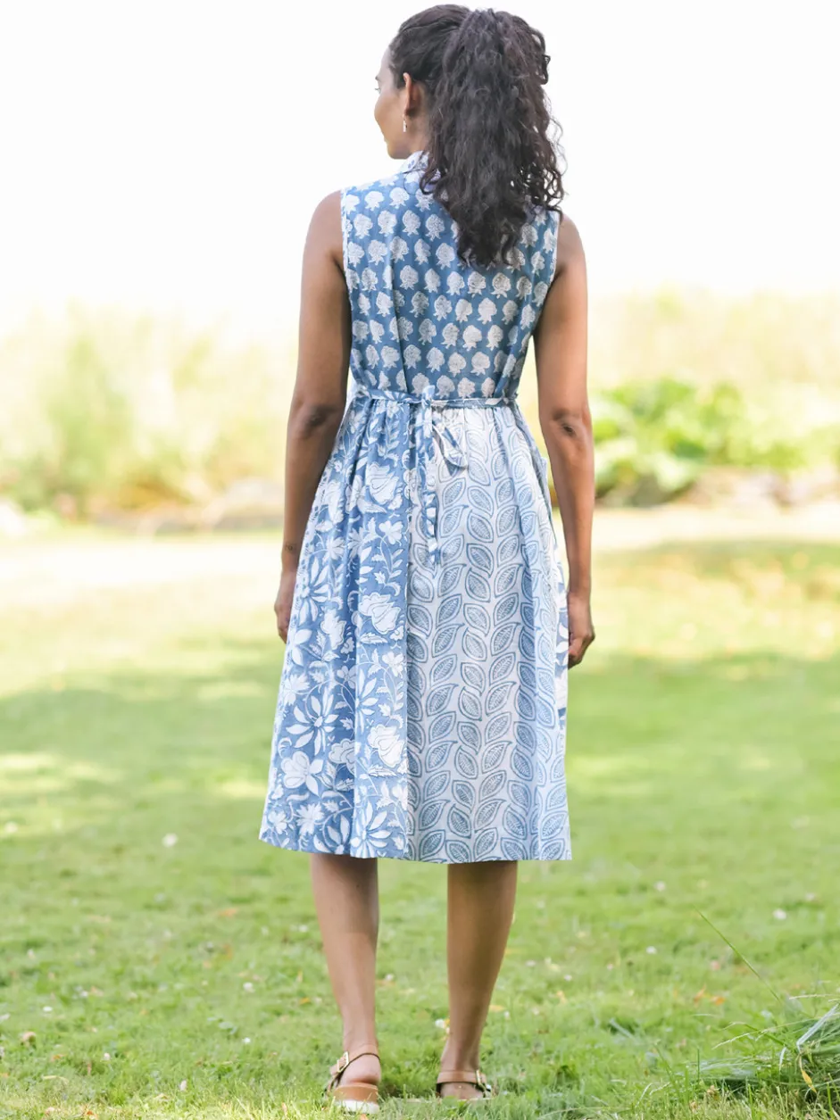 Cloud Sky Patchwork Dress - Blue