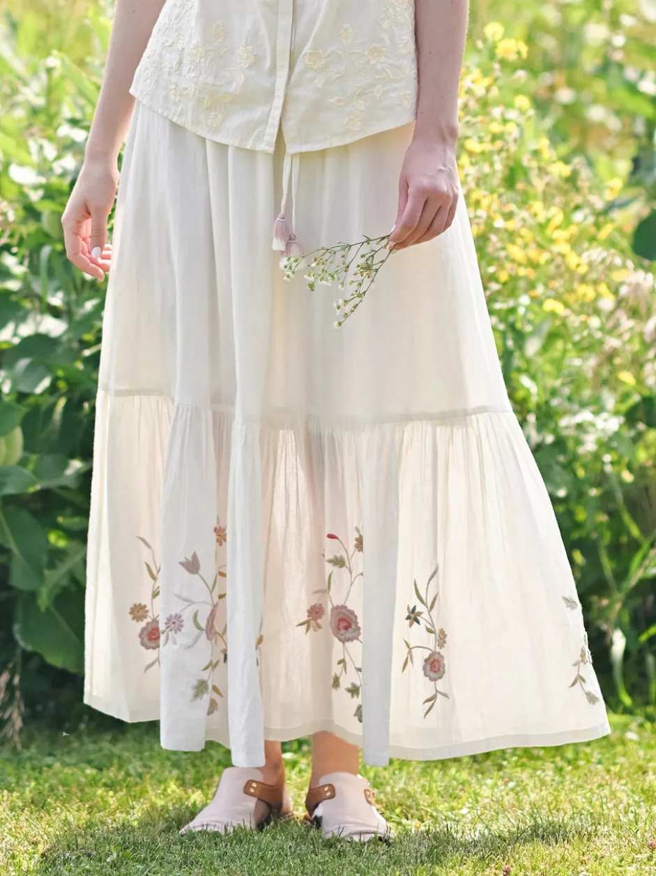 Cottage Embroidered Skirt - Ivory