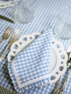 Cottage Gingham Luncheon Napkin Set of 4 - Blue