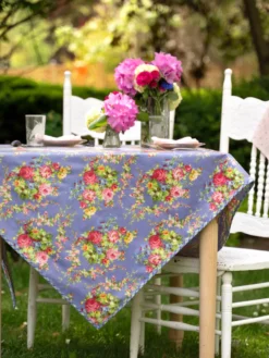 Cottage Rose Oilcloth - Periwinkle