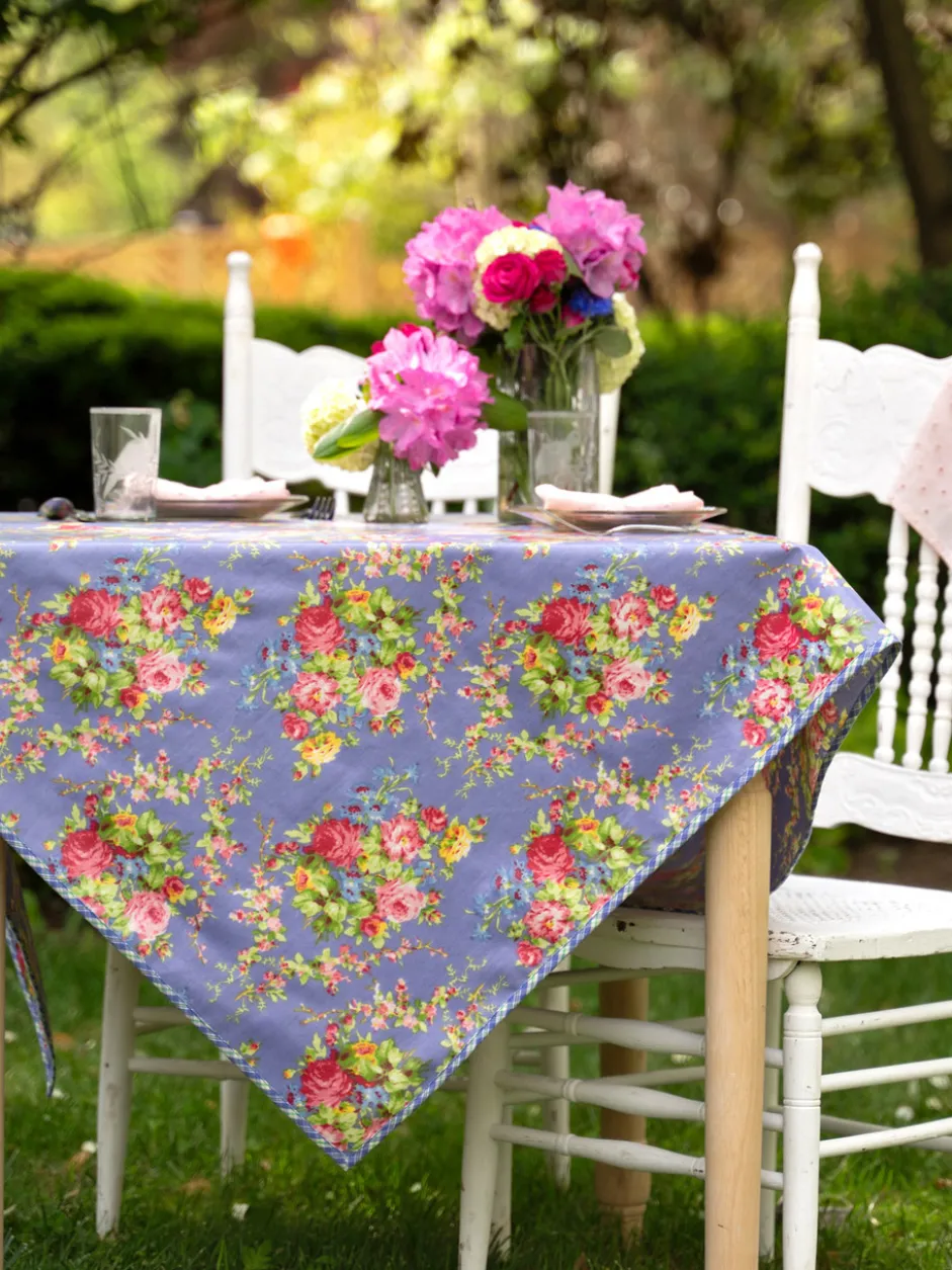 Cottage Rose Oilcloth - Periwinkle