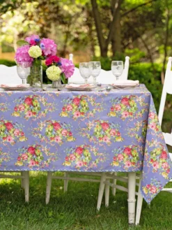 Cottage Rose Oilcloth - Periwinkle