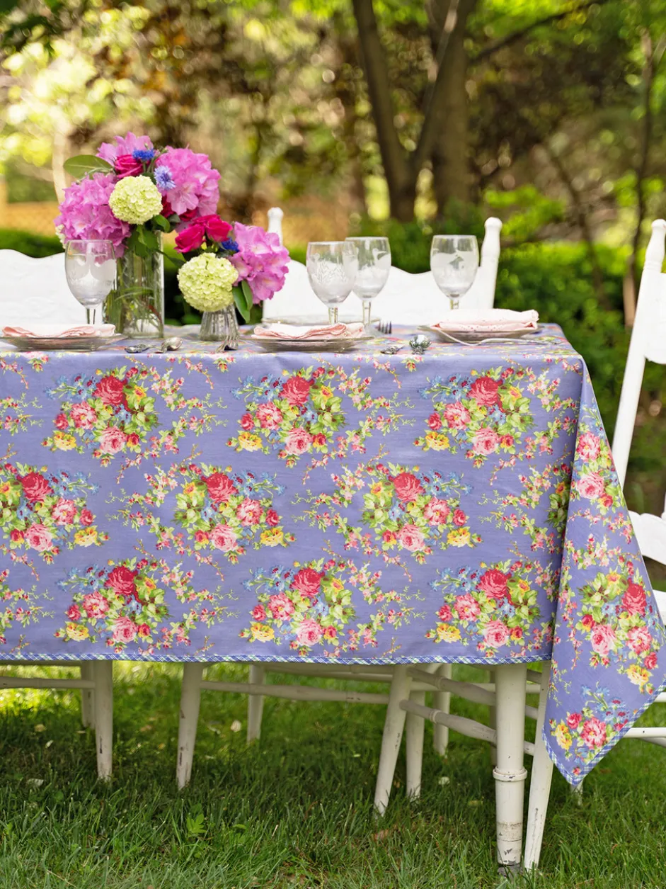 Cottage Rose Oilcloth - Periwinkle