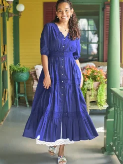 Countryside Prairie Dress - Marine Blue