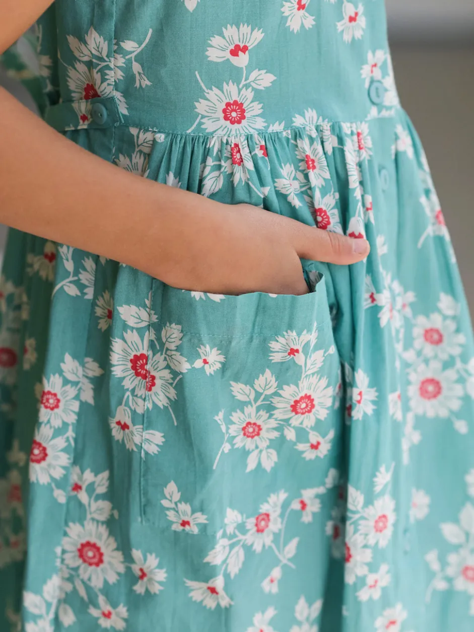 Daisy Kids Dress - Aqua
