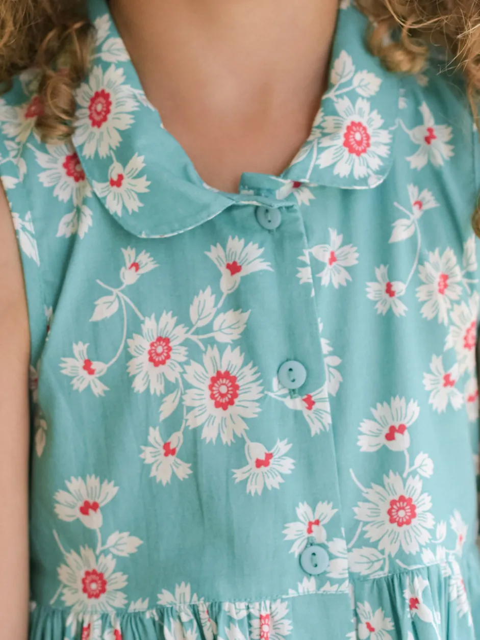 Daisy Kids Dress - Aqua