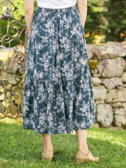 Dancing Rose Skirt - Dark Teal