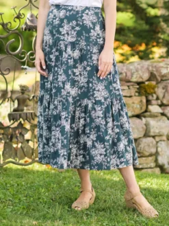 Dancing Rose Skirt - Dark Teal