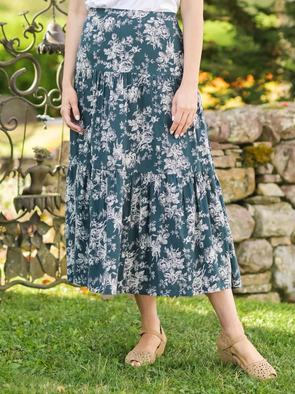 Dancing Rose Skirt - Dark Teal