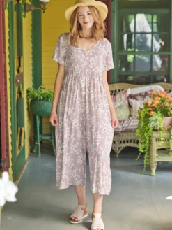 Dawn Flower Jumpsuit - Amethyst