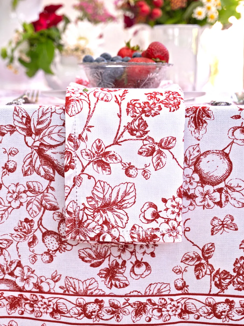 Delicate Blossom Napkin Set of 4 - Red