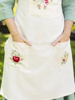 Delicious Embroidered Apron - Ecru
