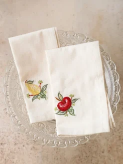 Delicious Embroidered Napkin Set of 2 - Ecru