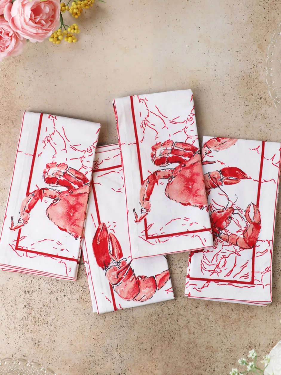 Feeling Crabby Luncheon Napkin Set of 4 - White Red