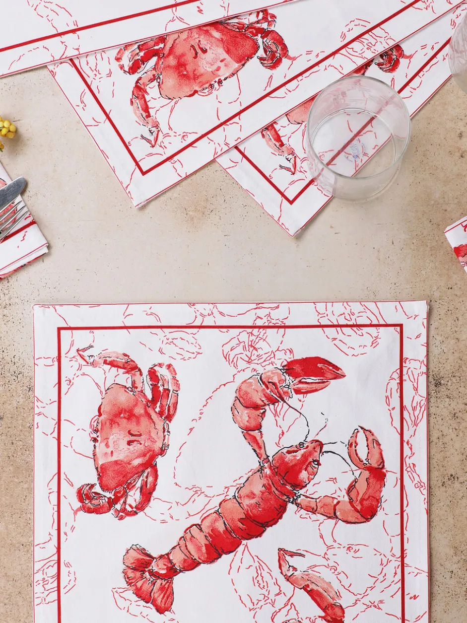 Feeling Crabby Placemat Set of 4 - White Red