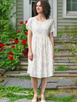 Felicity Dress - Ecru Amethyst