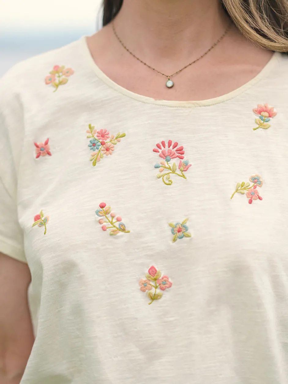 Floral Whimsy T-Shirt - Ecru