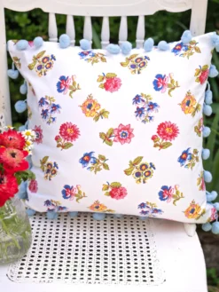 Flowers for your Heart Patchwork Cushion Cover - Red Blue