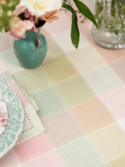 Georgia Plaid Round Cloth - Pink Sage