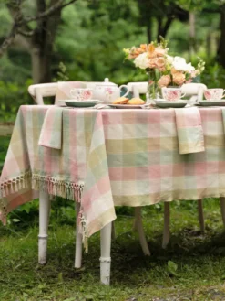 Georgia Plaid Tablecloth - Pink Sage